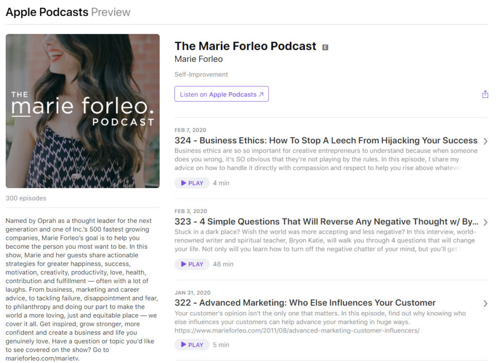 Marie Forleo podcast